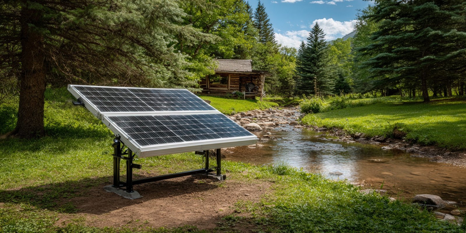 Vecteezy Solar Panel Capturing Energy By A Peaceful Stream In A 71110611 1 Scaled
